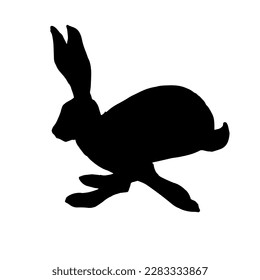 Silhouettes of wild forest animals hares, rabbits.Vector graphics.	