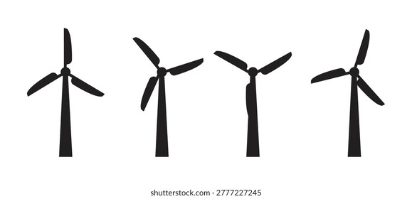 silhouettes of wind turbines, vector illustration