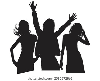 silhouettes of woman dancing people vector set.