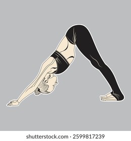 Silhouettes of Woman Doing Yoga Exercises | Yoga Pose Silhouette Set on White Background | Yoga Girl Illustration 