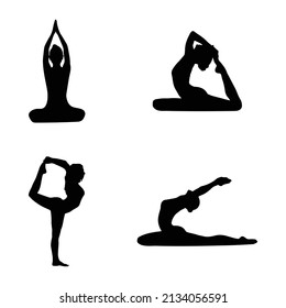 Silhouettes of woman doing yoga poses