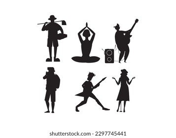 Silhouettes of woman doing yoga poses .Meditation Practice and Yoga Vector Line Icons Set. Relaxation, Inner Peace, Self-knowledge, Inner Concentration, Spiritual Practice. Editable Stroke.