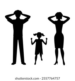 Silhouettes of a Woman and a Man Screaming and Fighting Icon for Conflict and Emotions Themes