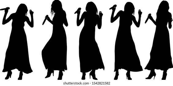 silhouettes of woman with microphone