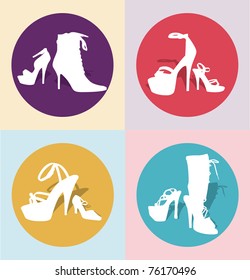 silhouettes of woman shoes, part of a collection of fashion and lifestyle objects
