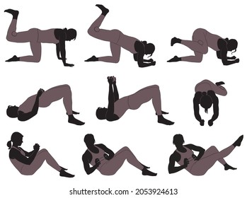 Silhouettes Woman Sportive Costume Doing Fitness Stock Vector (Royalty ...