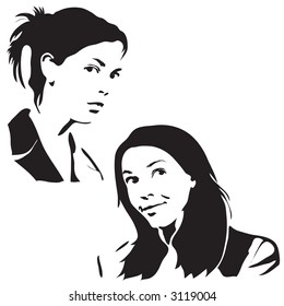 Silhouettes of a womans face
