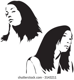 Silhouettes of a womans face