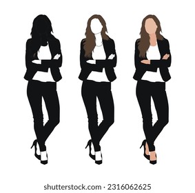 silhouettes of women businessmen standing vector