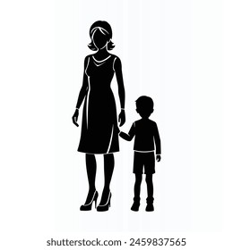 Silhouettes of women with children, vector. Mother's Day Ideas