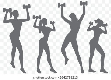 silhouettes of women doing exercise - vector eps 10