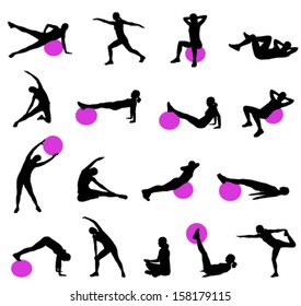 silhouettes of women doing pilates