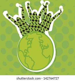 silhouettes women holding money symbol patterns on green background with the world map