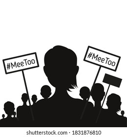 Silhouettes of women holding placards "me too", the movement against harassment all around the world.