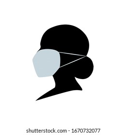 Silhouettes of women in a medical mask, against diseases