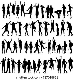 Silhouettes of women and men