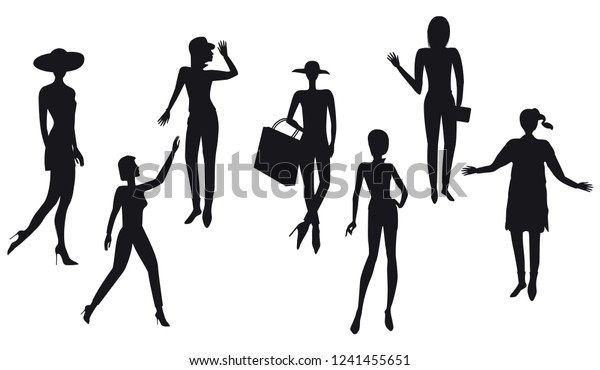 Silhouettes Women Modern Detailed Isolated On Vector De Stock Libre