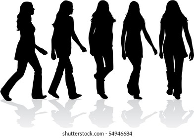 silhouettes of women reaching