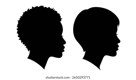 Silhouettes of Women Showcasing Various Hair Styles From Afro to Pixie Cut