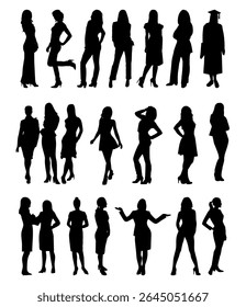 silhouettes of women in various poses