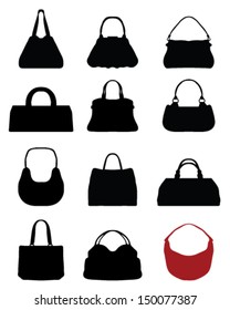 Silhouettes of women's purse-vector