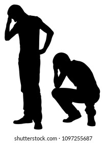 silhouettes of worried men