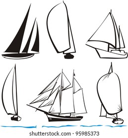 silhouettes of yachts