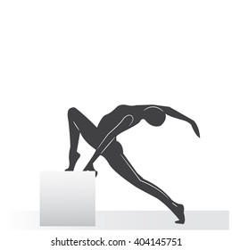 Silhouettes of yoga position on white background. Vector illustration.