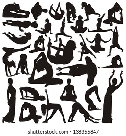 Silhouettes of yoga positions