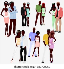 Silhouettes of young adults