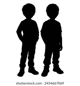 silhouettes of  young boy standing