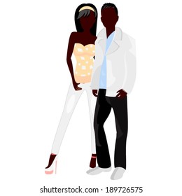 Silhouettes of a young romantic couple