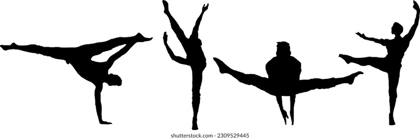 silhouettes of  Young and stylish modern ballet dancer .