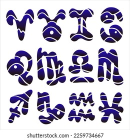 Silhouettes of zodiac signs. Doodles. Vector illustration