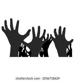 Silhouettes of zombie hands, collection for Halloween themes and greetings, vector illustration