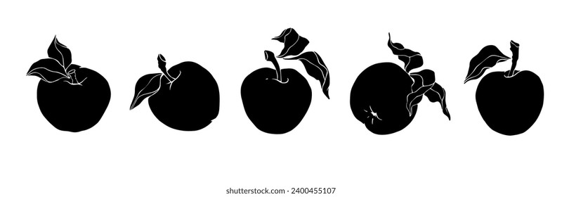 Silhouette,stamp of apple fruit.Vector graphics.	