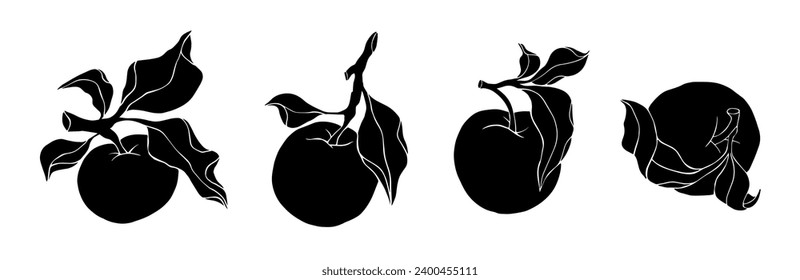 Silhouette,stamp of apple fruit.Vector graphics.	
