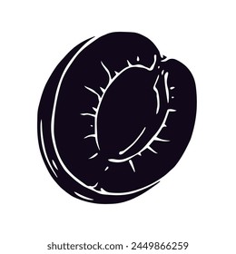 Silhouette,stamp of apricot fruit slice.Vector graphics.