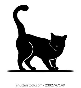 Silhoutette black cat vector on black background