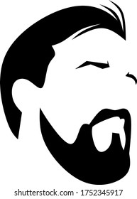 Silhoutte of bearded men with white background