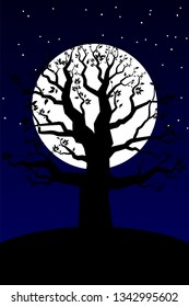 silhoutte big tree night simple for wallpaper and others.i hope this inspires you