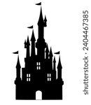 Silhoutte black castle icon isolated on white