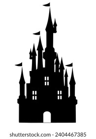 Silhoutte black castle icon isolated on white