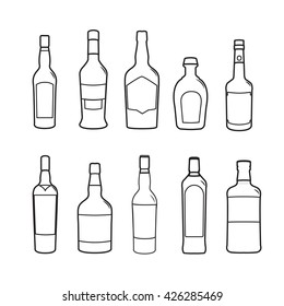 Silhoutte of drink bottles outline