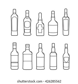 Silhoutte of drink bottles outline