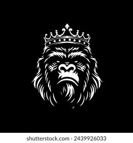 Silhoutte of Gorilla logo. Symbol of strength, power, and untamed spirit. Vector illustration. 
