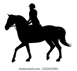 Silhoutte of horse gait and jockey, equestrian sports. Vector illustration