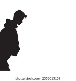 silhoutte man on the white background 