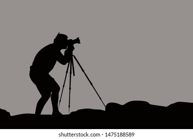 silhoutte photographer design, black vector illustration.