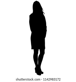 Silhoutte Of Standing Woman In Short Dress